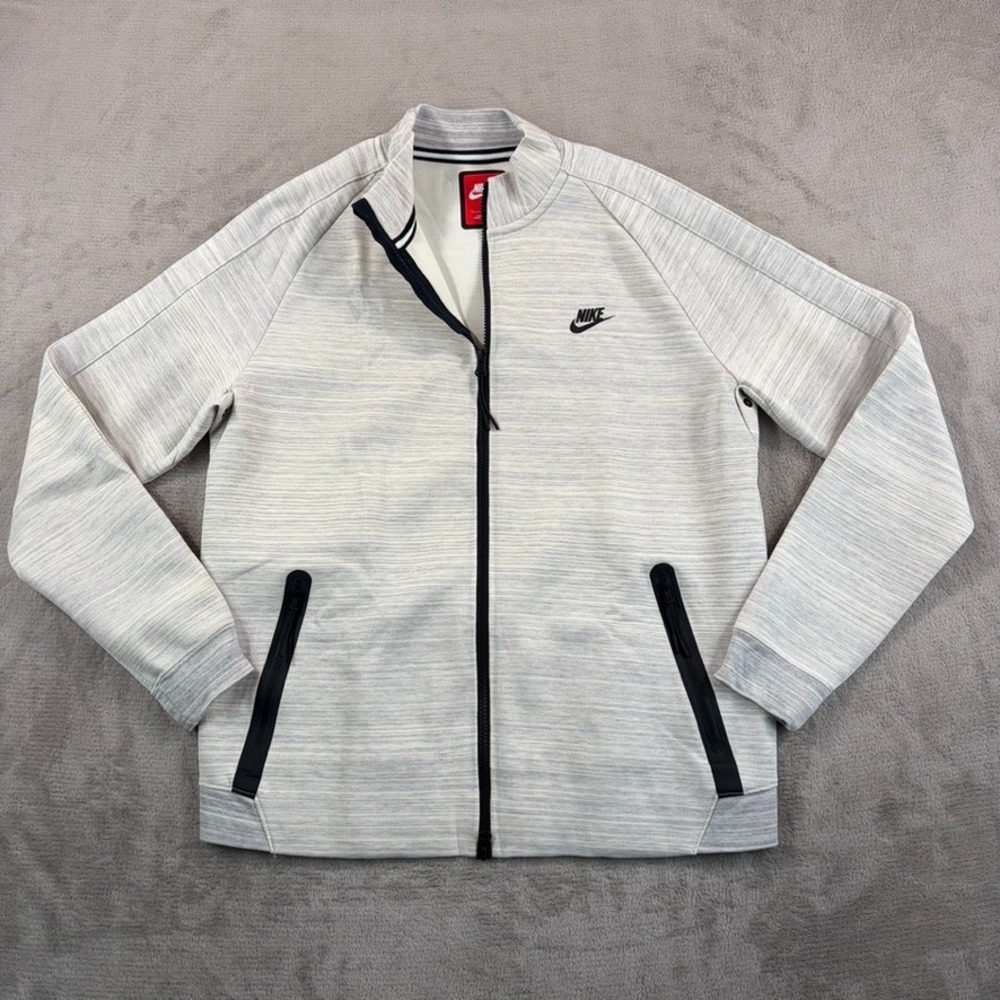 Nike Tech Fleece N98 Jacket Oatmeal Heather Men Large Ful Zip Pockets NWOT